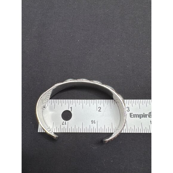 Faux Blue Opal Silver Tone Cuff Bracelet - Picture 10 of 10